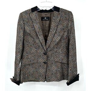 RENA LANGE 2 piece suit skirt jacket silk blend colorful career business 10 12